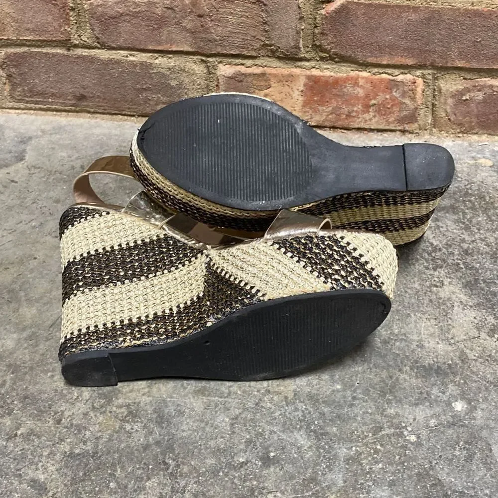 London Rag Goldie Metallic Wedge Size 8